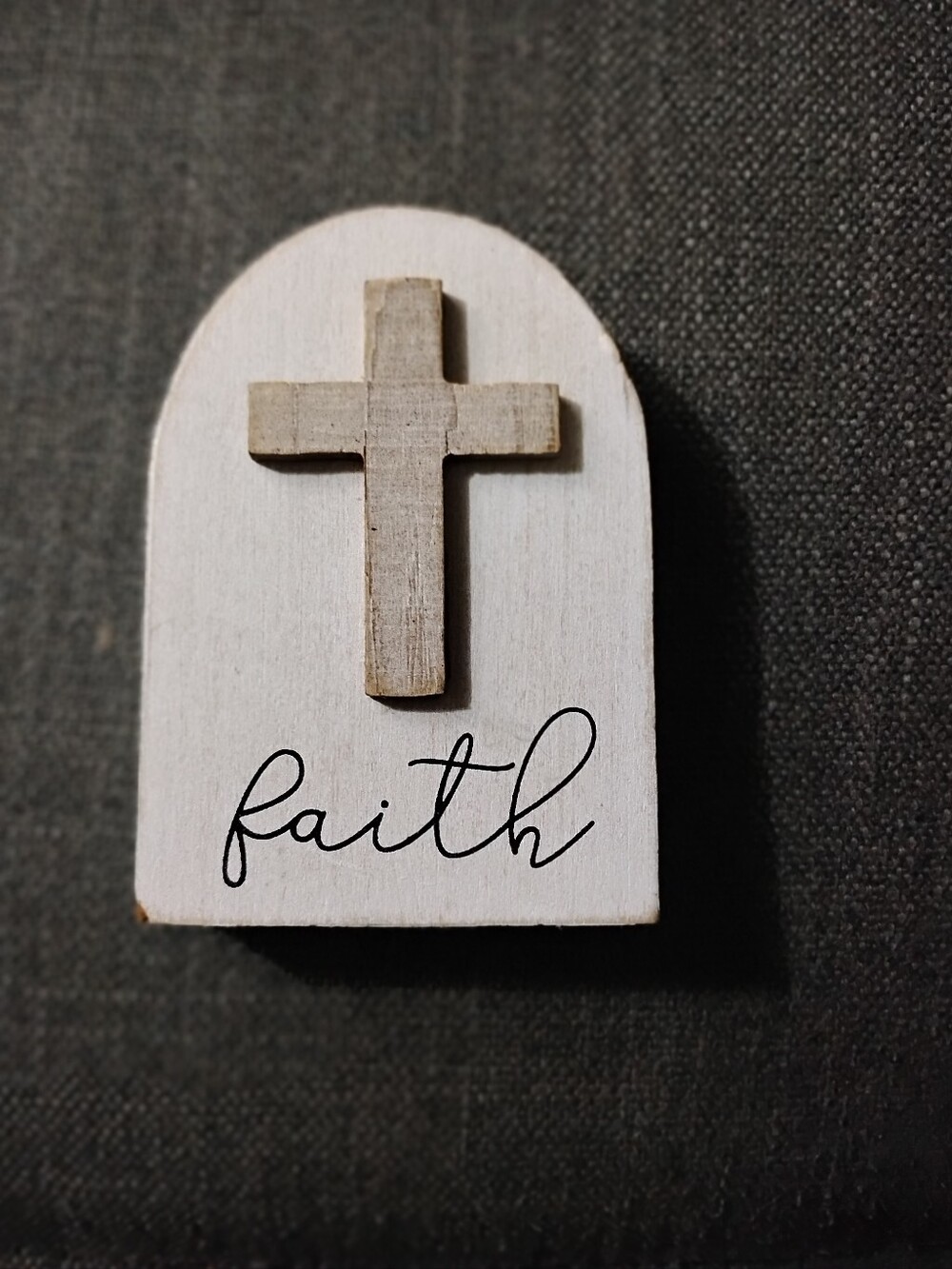Wooden 'Faith' Wall Plaque with Cross - White